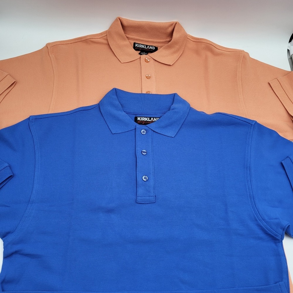 Men's Kirkland Signature Polo Shirt Short Sleeve Size M‎ , Orange & Blue